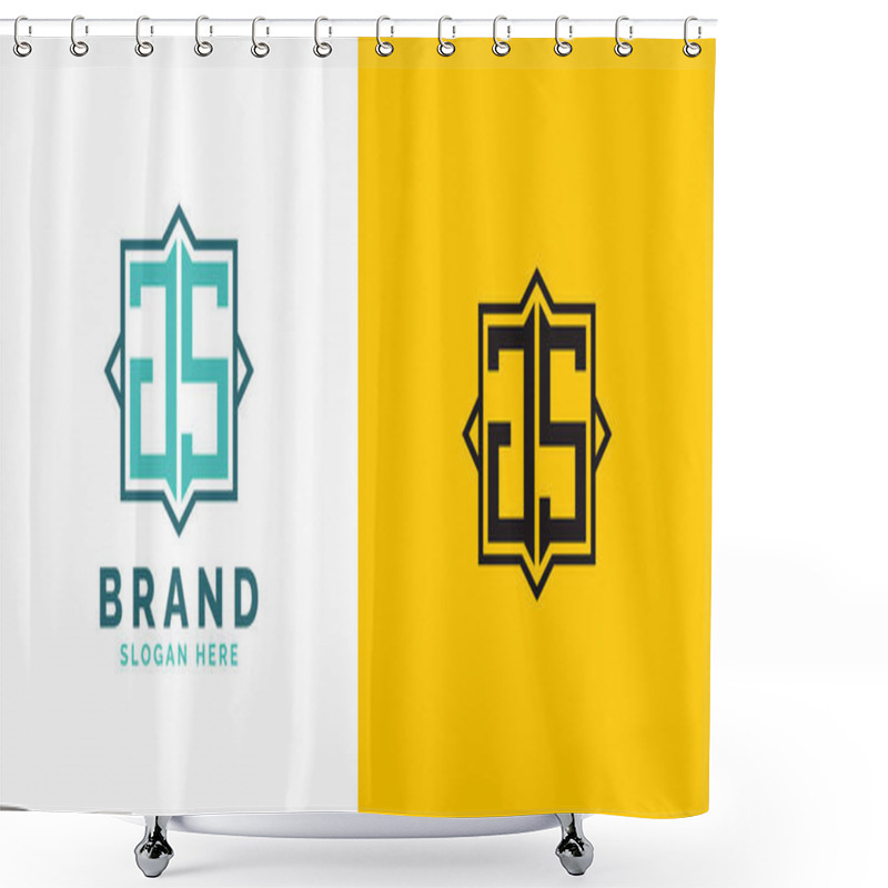 Personality  Modern JS Monogram Logo Design. Initial Letter JS Logo, Versatile Branding Suitable For Any Brand Shower Curtains