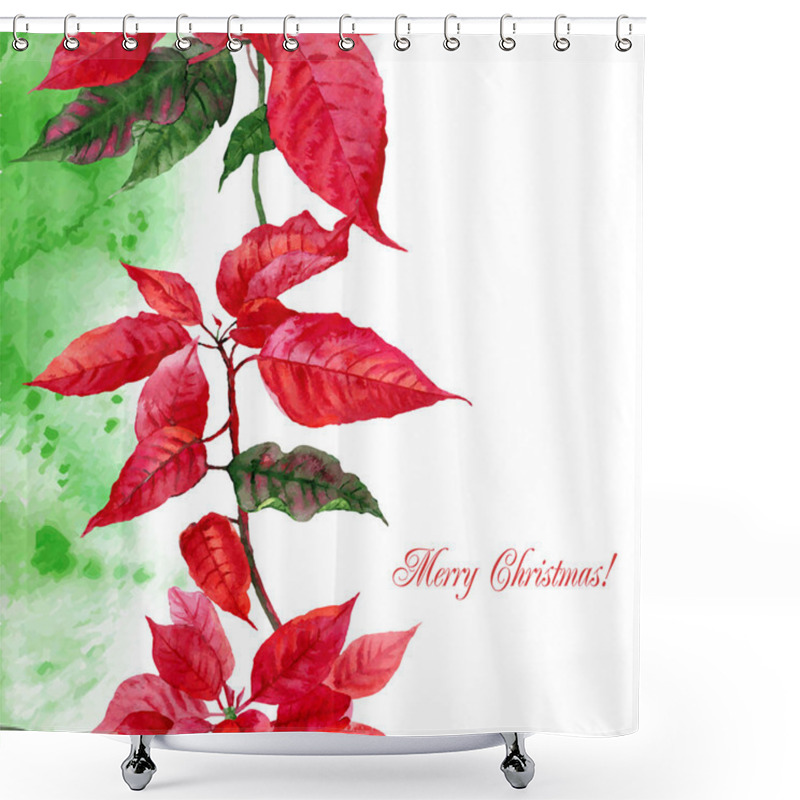 Personality  Background  With Red Poinsettia-09 Shower Curtains