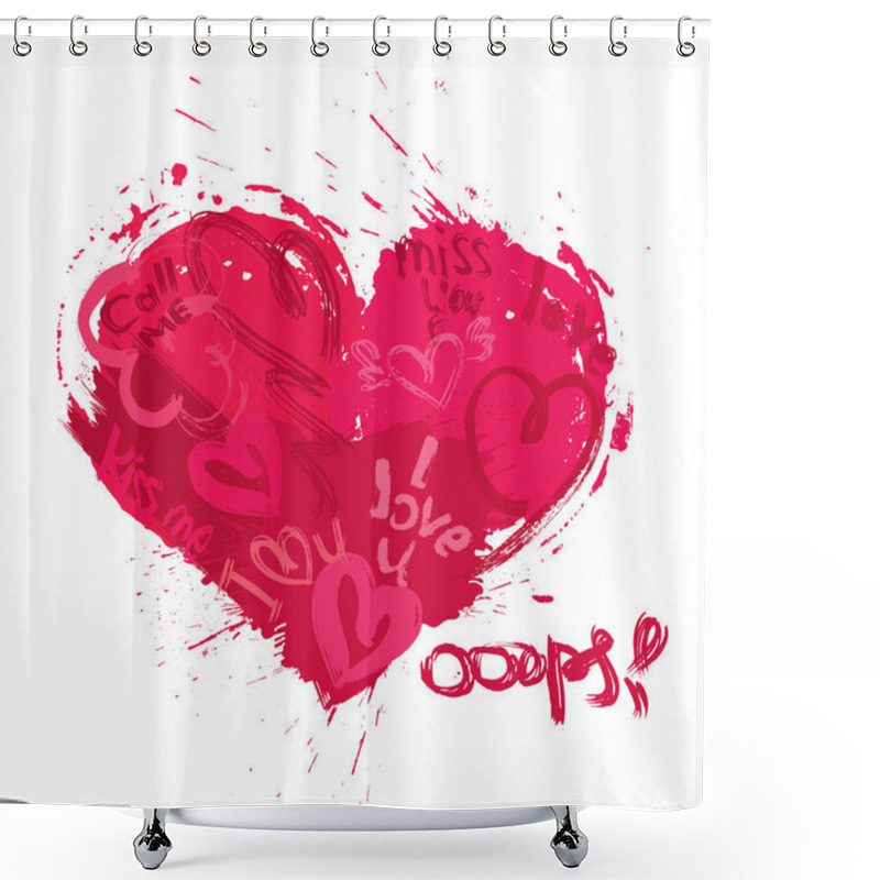 Personality  Heart Shape Is Made Of Brush Strokes And Scribbles And Words I L Shower Curtains