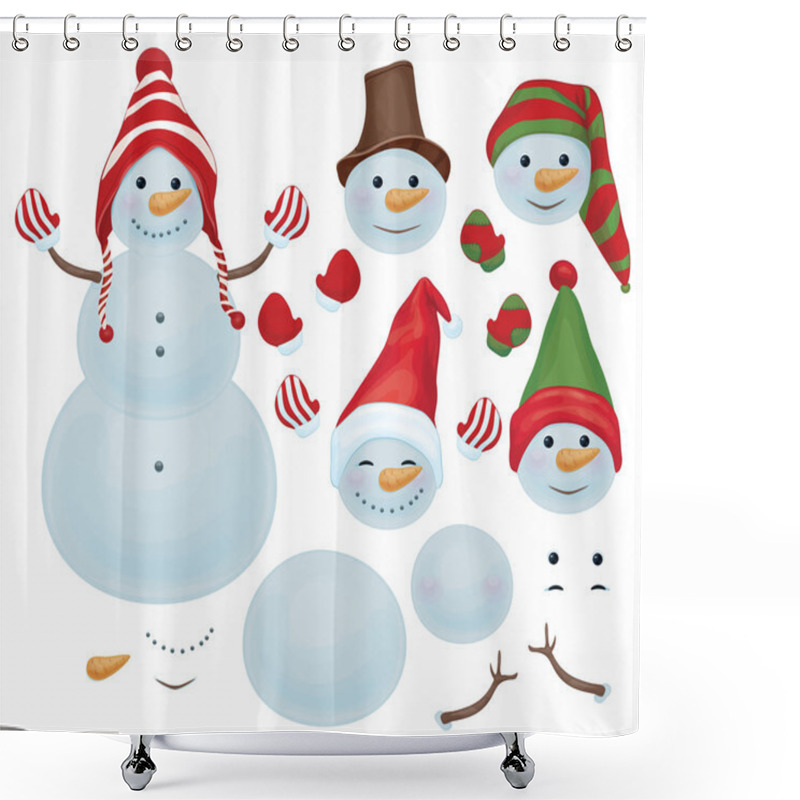 Personality  Snowman Template, Make Own Snowman Shower Curtains