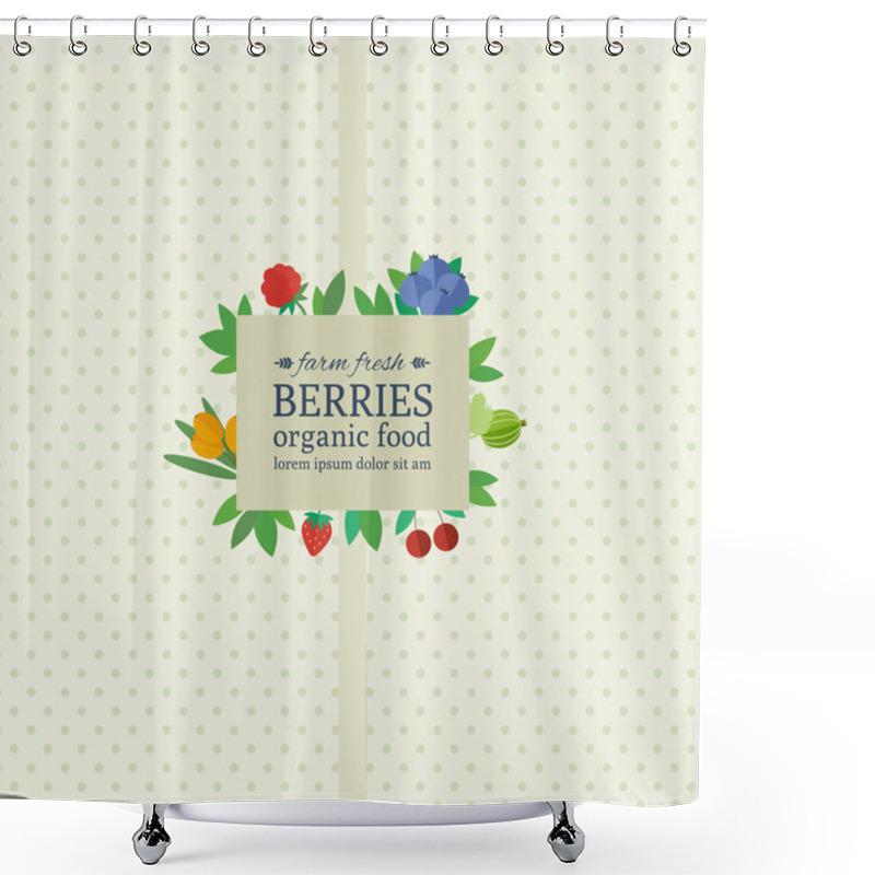 Personality  Banner With Fresh Berries And Fruits. Concept Organic Food Shower Curtains