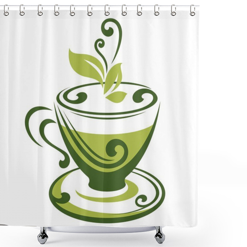 Personality  Vector Icon Of Green Tea Cup Shower Curtains