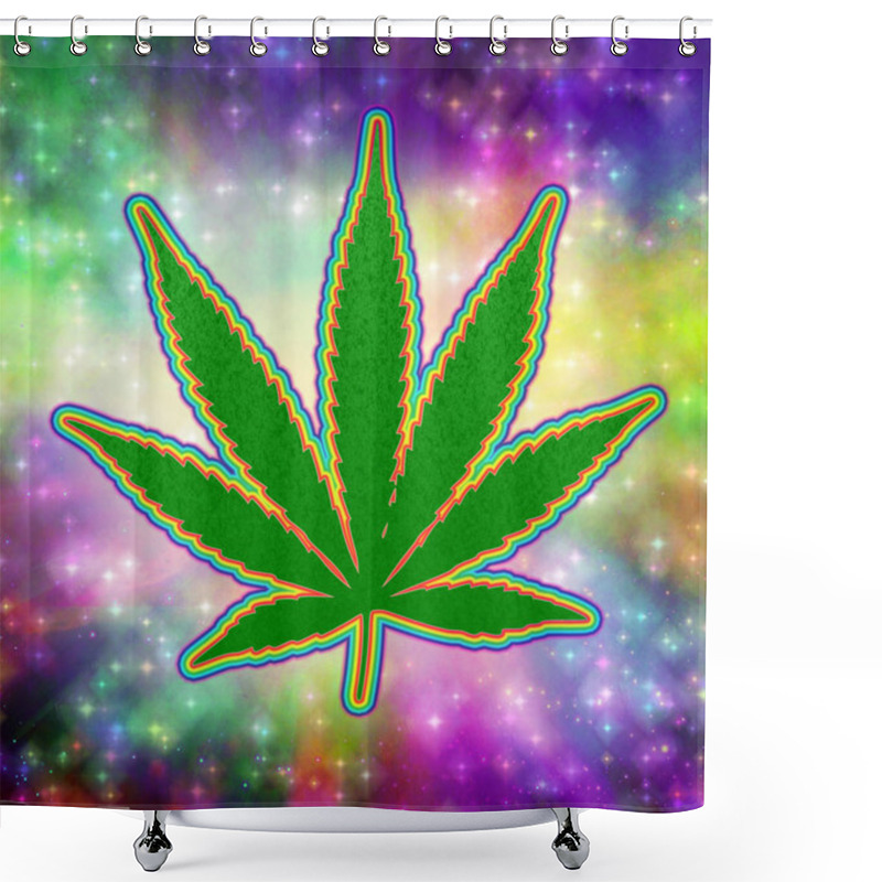 Personality  Marijuana Leaf On Psychedelic Background Shower Curtains