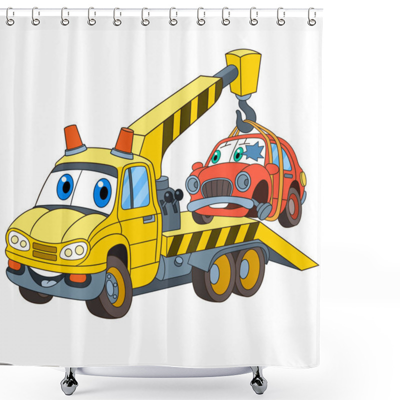 Personality  Cartoon Tow Truck Evacuator Shower Curtains