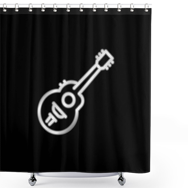 Personality  Acoustic Guitar Silver Plated Metallic Icon Shower Curtains