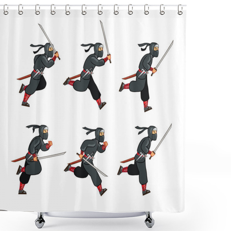 Personality  Ninja Running Game Sprite Shower Curtains