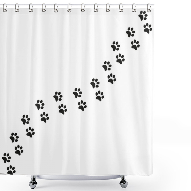 Personality  Track Of Cat Dog Tracks, Footprint, Design. Footprints Of Cat, Turn Right Shower Curtains