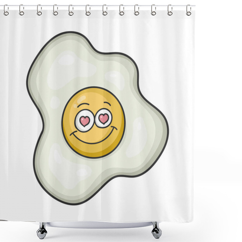 Personality  In Love Fried Egg Cartoon Illustration Shower Curtains