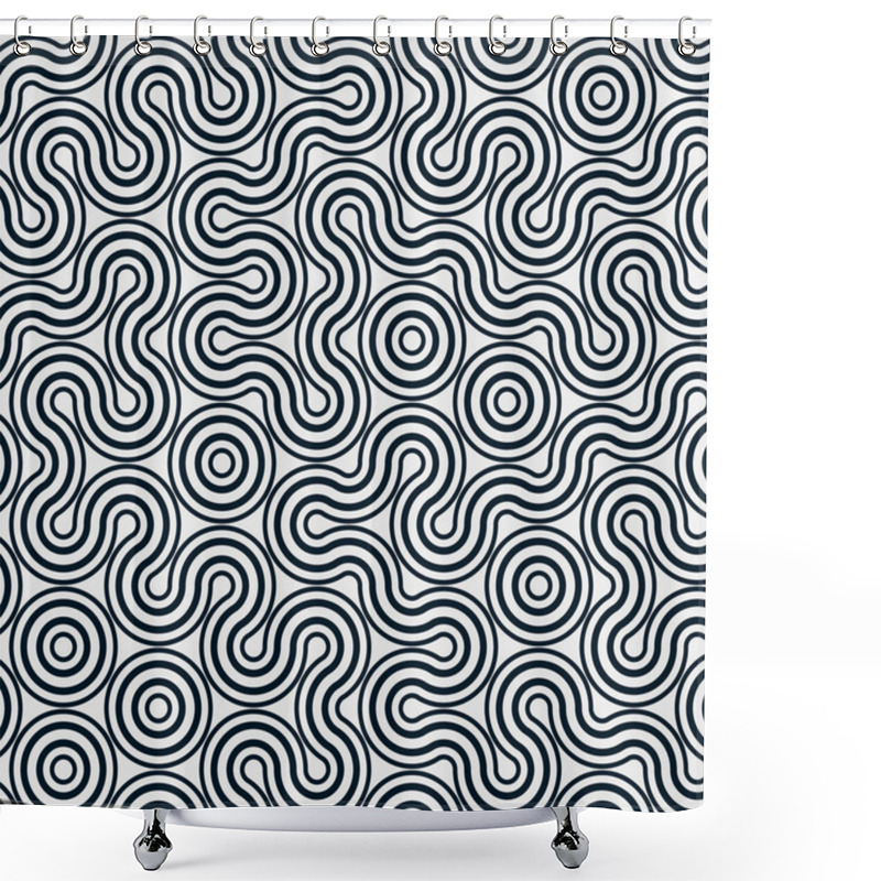 Personality  Colorful Tile With Wavy And Curved Lines, Connection Art Background Design Illustration  Shower Curtains