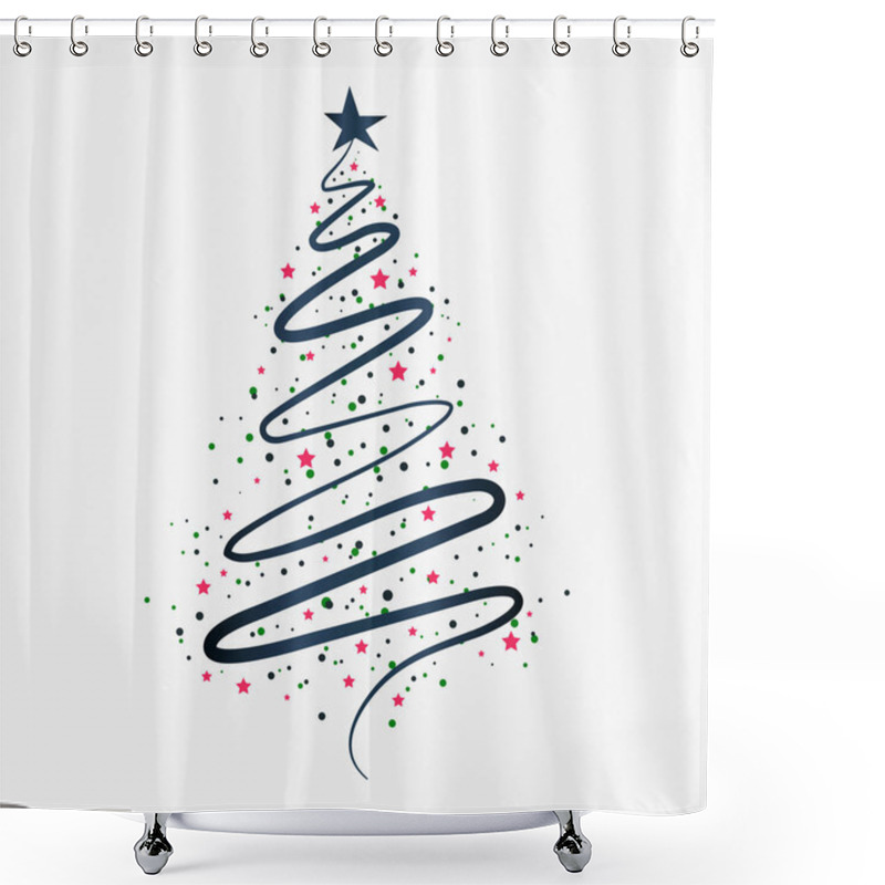 Personality  Christmas Background With Christmas Tree, Vector Illustration. Shower Curtains