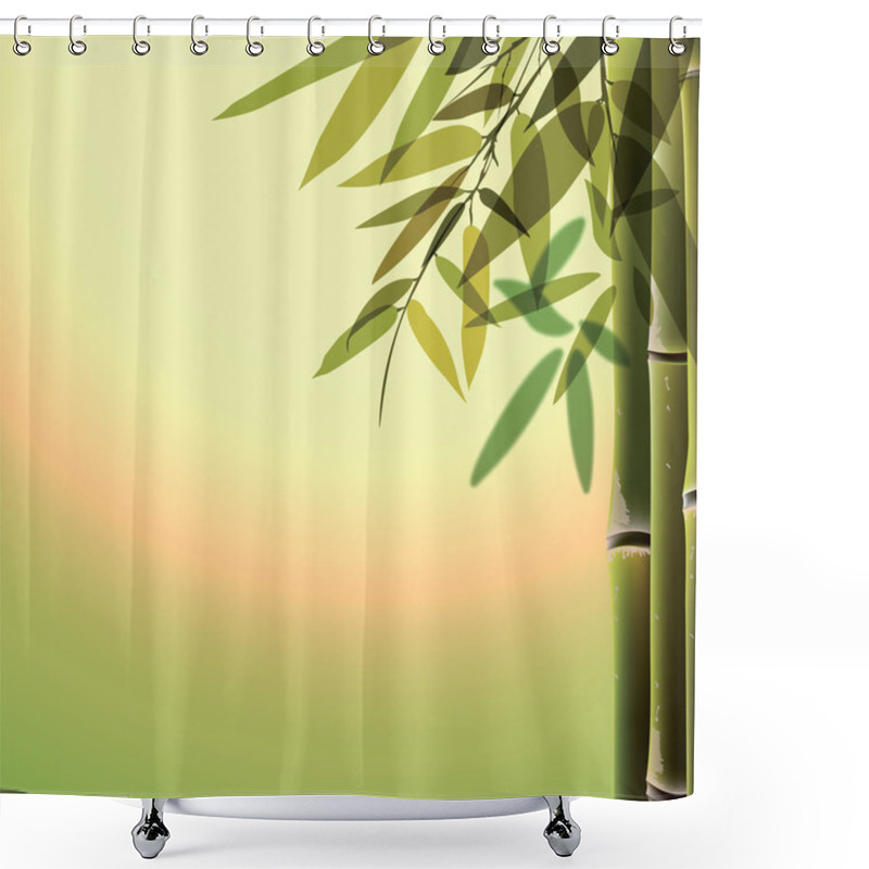 Personality  Bamboo Trees And Leaves At Sunset Time. Shower Curtains