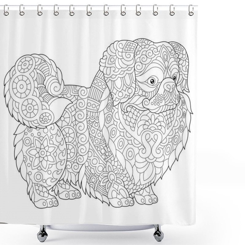 Personality  Zentangle Pekingese Dog Shower Curtains