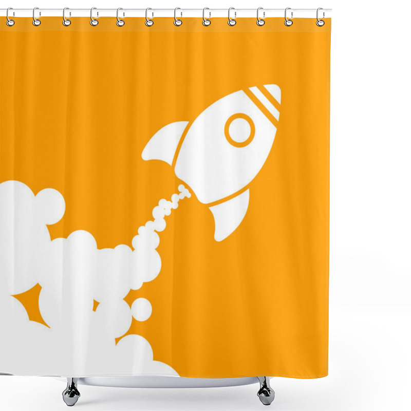 Personality  White Rocket Icon With Clouds  Shower Curtains