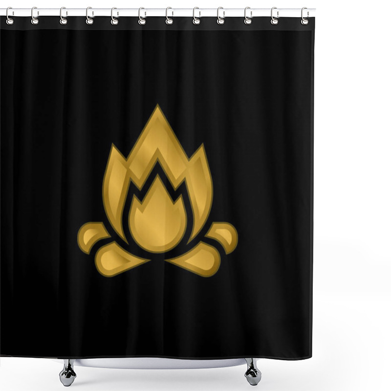 Personality  Bonfire Gold Plated Metalic Icon Or Logo Vector Shower Curtains