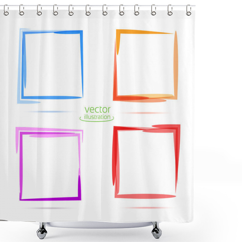 Personality  Four Squares For Your Business. Blue, Orange, Purple, Red Shower Curtains