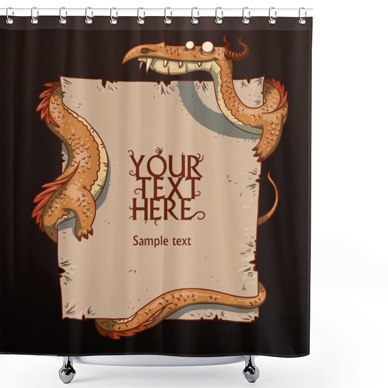 Personality  Fantasy Banner Orange Dragon Shower Curtains