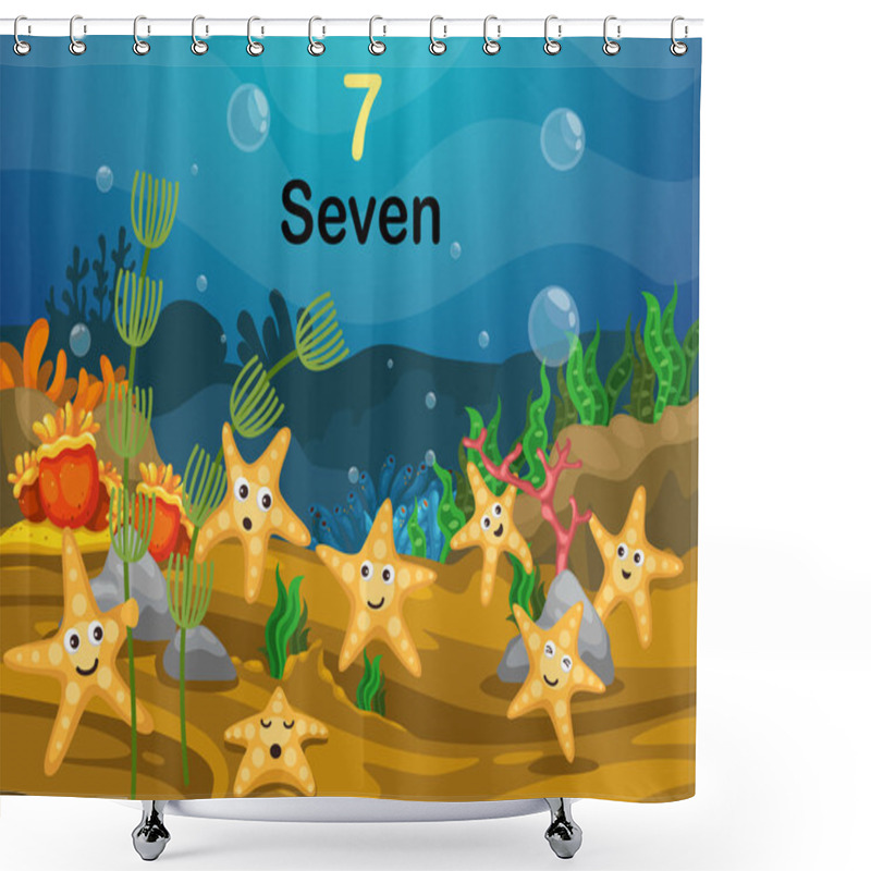 Personality  Number Seven Star Fish Under The Sea Vector Shower Curtains