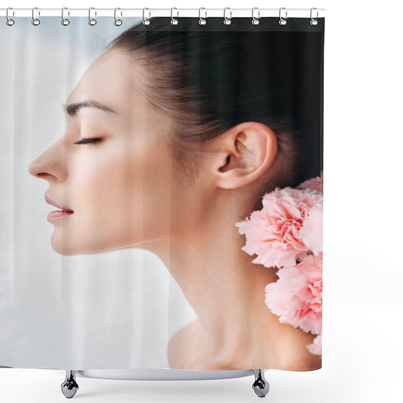 Personality  Woman With Natural And Flowers Shower Curtains