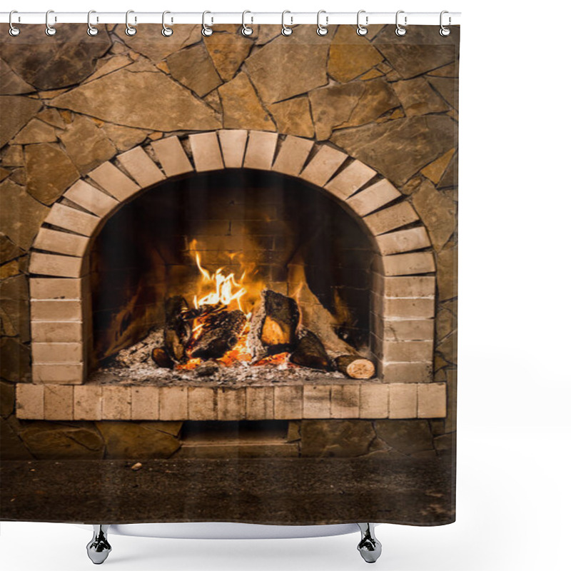 Personality  Fireplace With Fire Shower Curtains