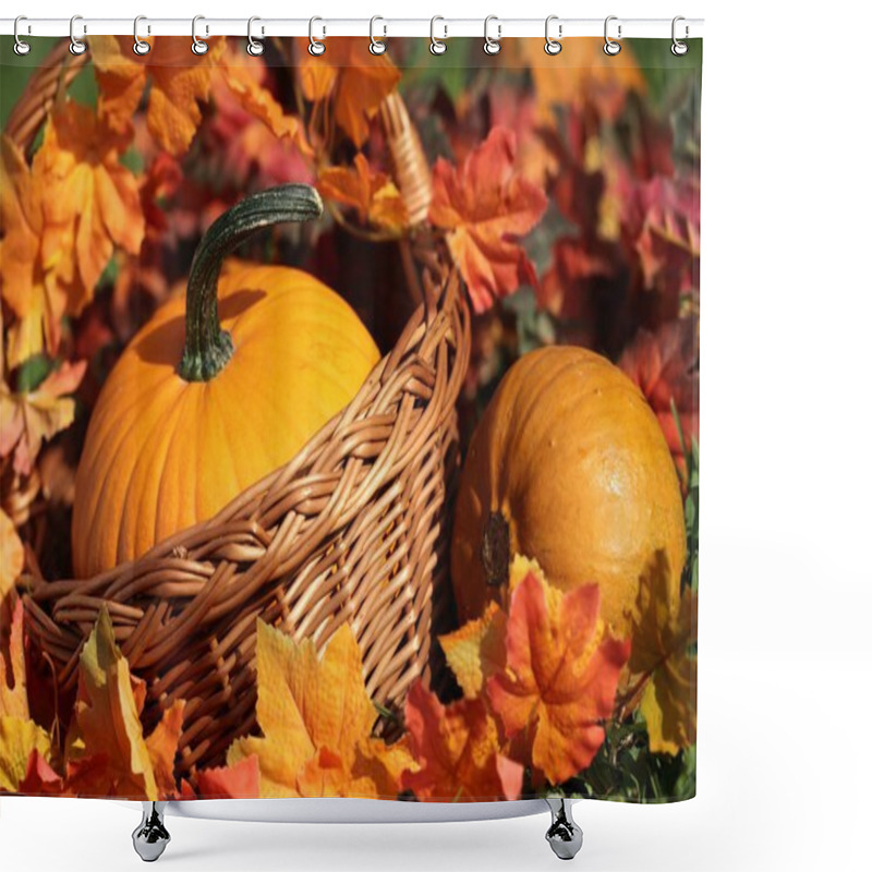 Personality  Pumpkins In Basket Shower Curtains