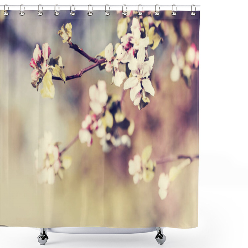 Personality  Cute Little Flowers On Blurred Background Shower Curtains