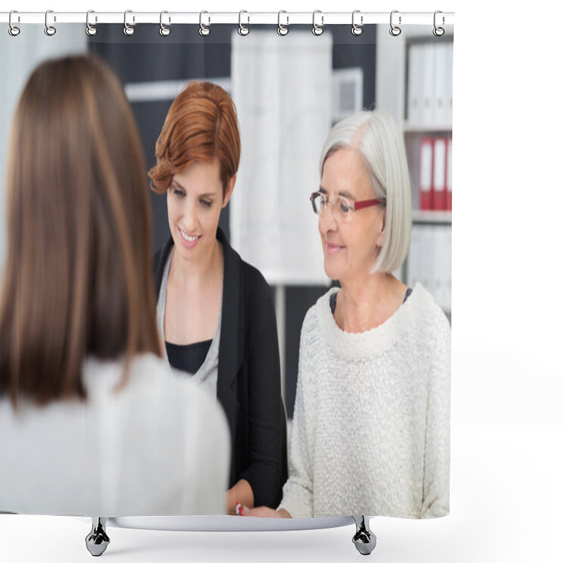 Personality  Two Personnel Officers Conducting An Interview Shower Curtains