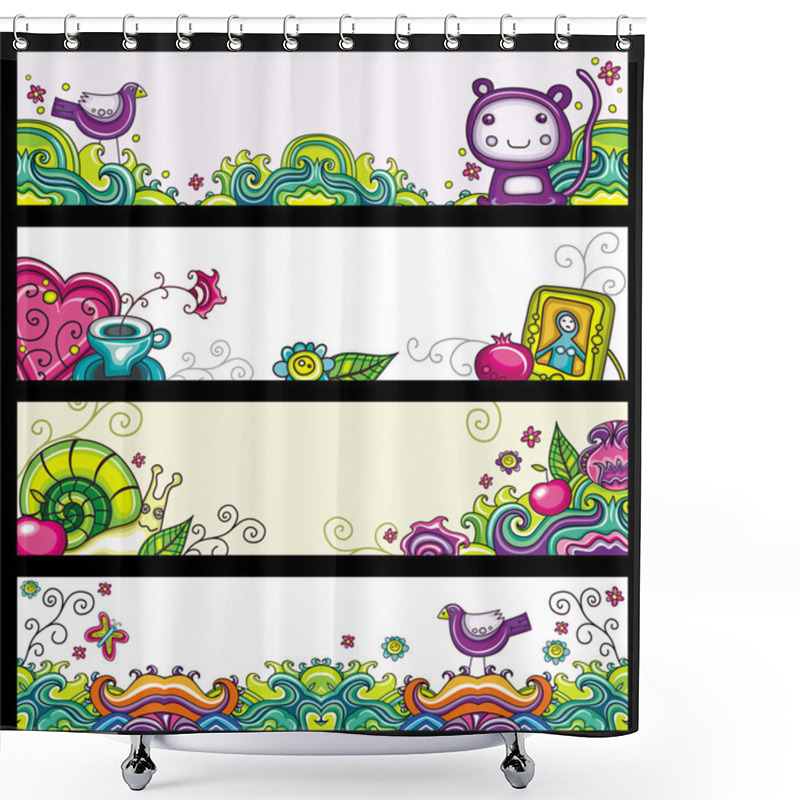 Personality  Floral Banners 2 (floral Series) Shower Curtains