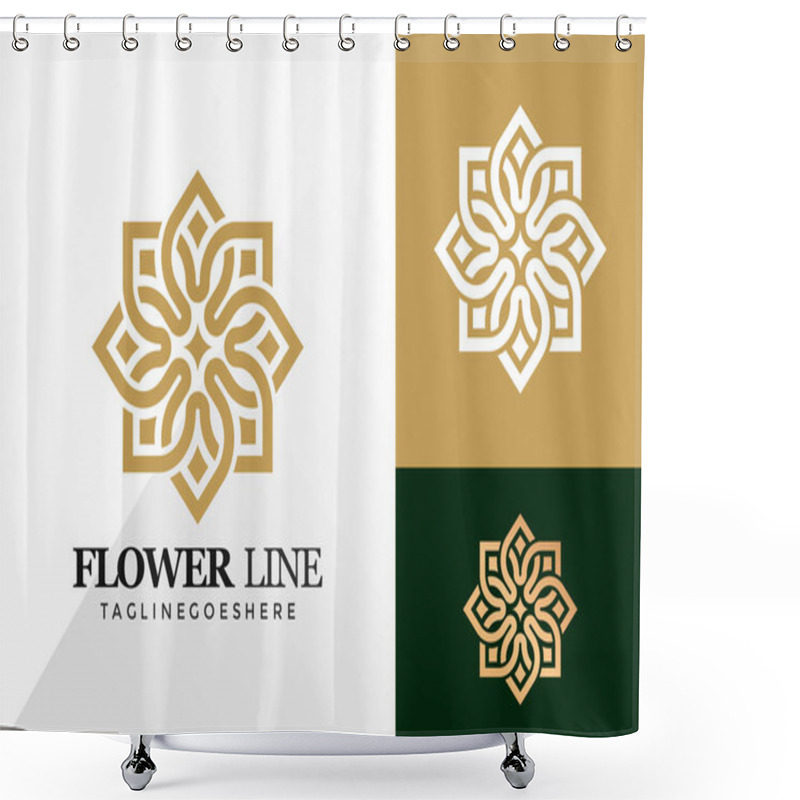 Personality  Abstract Flower Line Logo And Icon Design Vector Concept For Template Shower Curtains