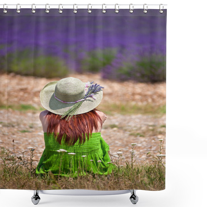 Personality  Woman In Field Of Lavender Shower Curtains