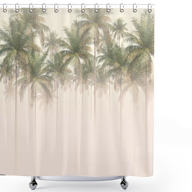 Personality  Palm Tree On The Background Of The Ocean Shower Curtains