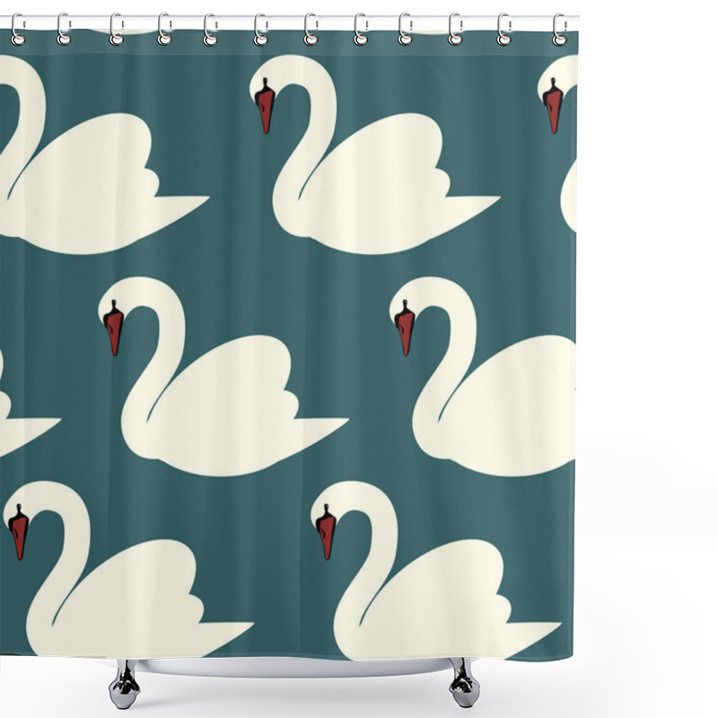 Personality  White Swans Seamless Vector Pattern Shower Curtains