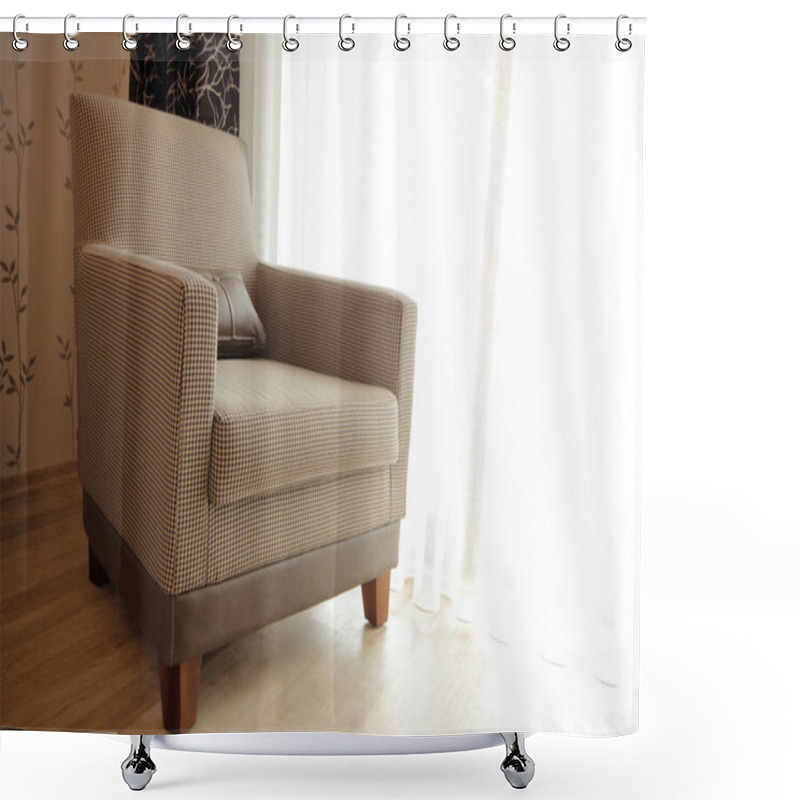 Personality  Modern And Elegant Armchair In The Interior Shower Curtains