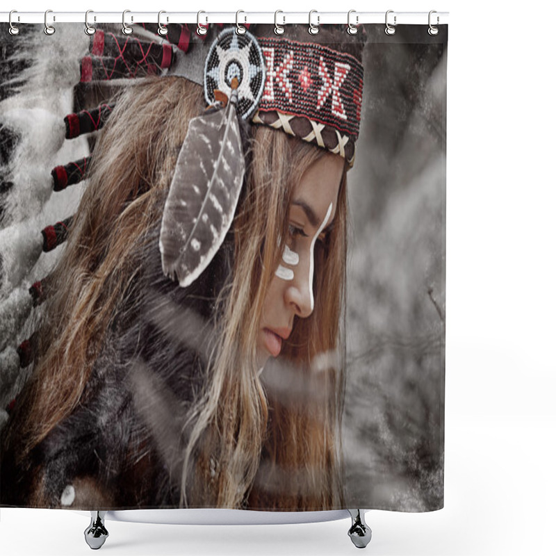 Personality  Indian Woman Hunter Shower Curtains