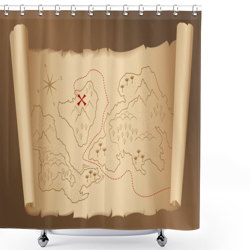 Personality  Old Treasure Map Shower Curtains