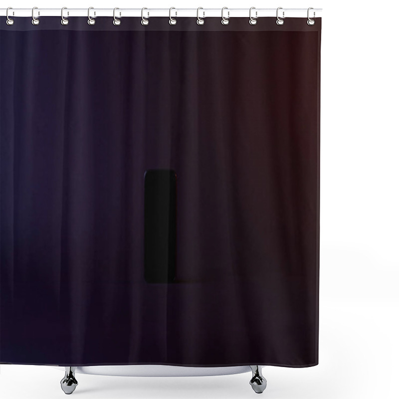 Personality  Top View Of One Black Smartphone On Dark Shower Curtains