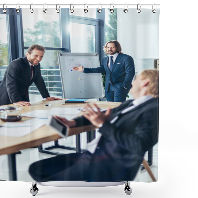 Personality  Businessmen Talking In Office Shower Curtains