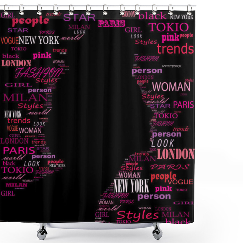 Personality  FASHION. Word Collage On Black Background. Illustration With Different Association Terms. Shower Curtains