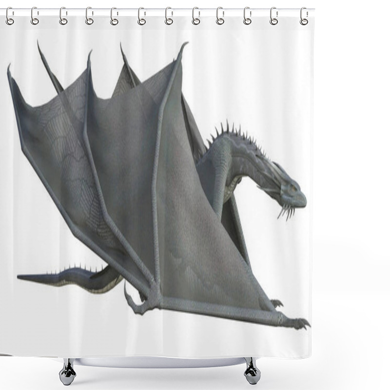 Personality  3D Rendered Fantasy Dragon Isolated On White Background - 3D Illustration Shower Curtains