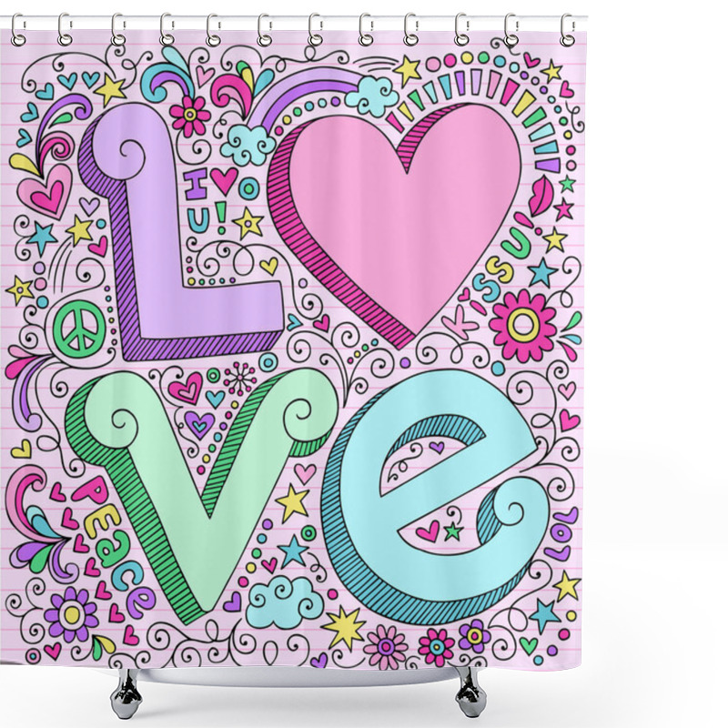 Personality  Valentine Love Notebook Doodles Set Shower Curtains