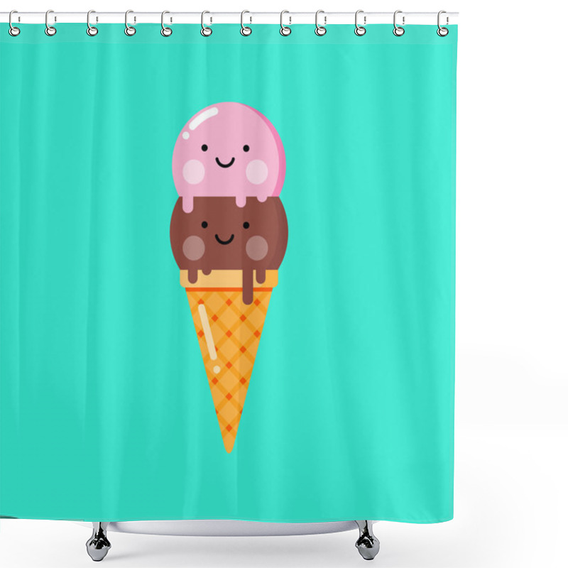 Personality  Cartoon Ice Cream. Vector Illustration. Shower Curtains