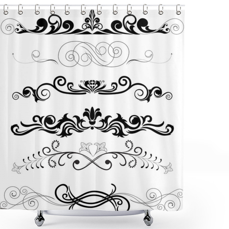 Personality  Set Of Black Ornaments Shower Curtains