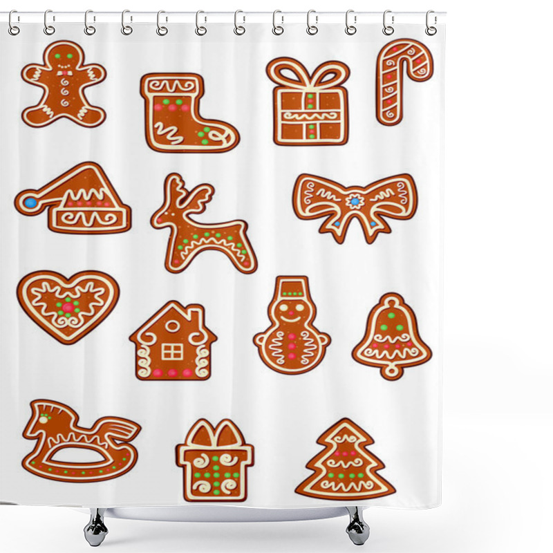 Personality  Brown Christmas Gingerbreads And Cookies Shower Curtains