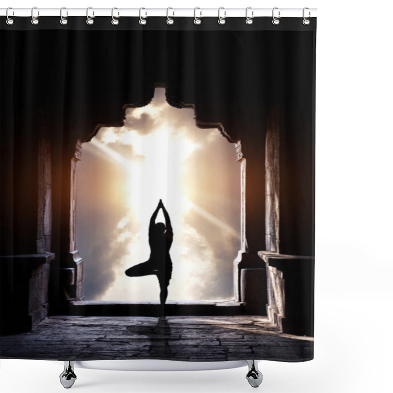 Personality  Yoga In Temple Shower Curtains