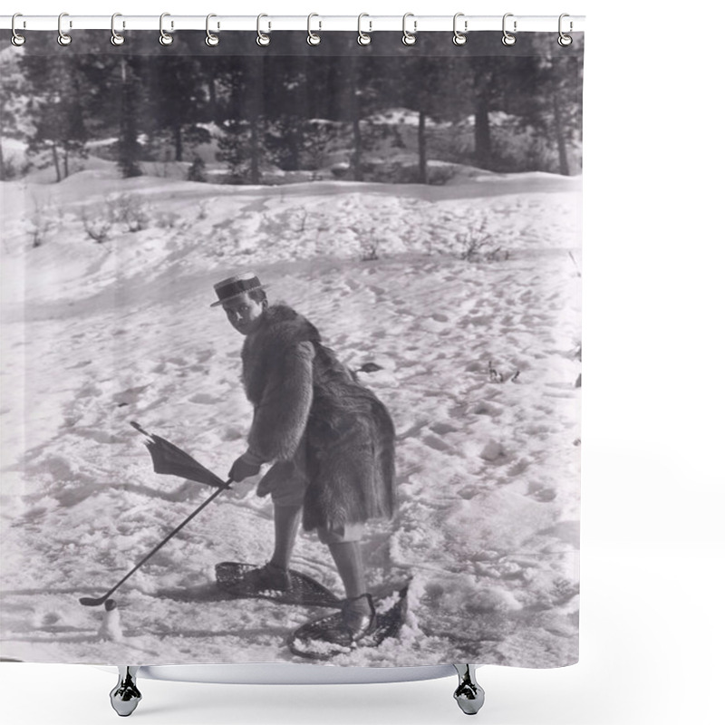 Personality  Man Playing Golf Shower Curtains