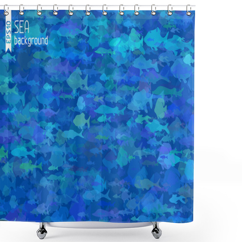 Personality  Blue Fish Background. Shower Curtains