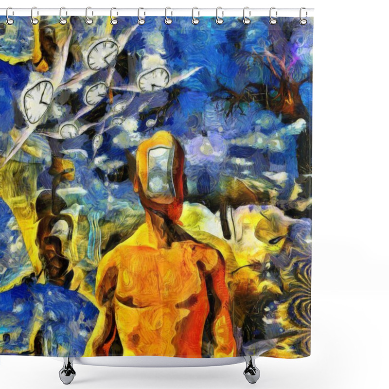 Personality  Time Stream. Surreal Painting Shower Curtains