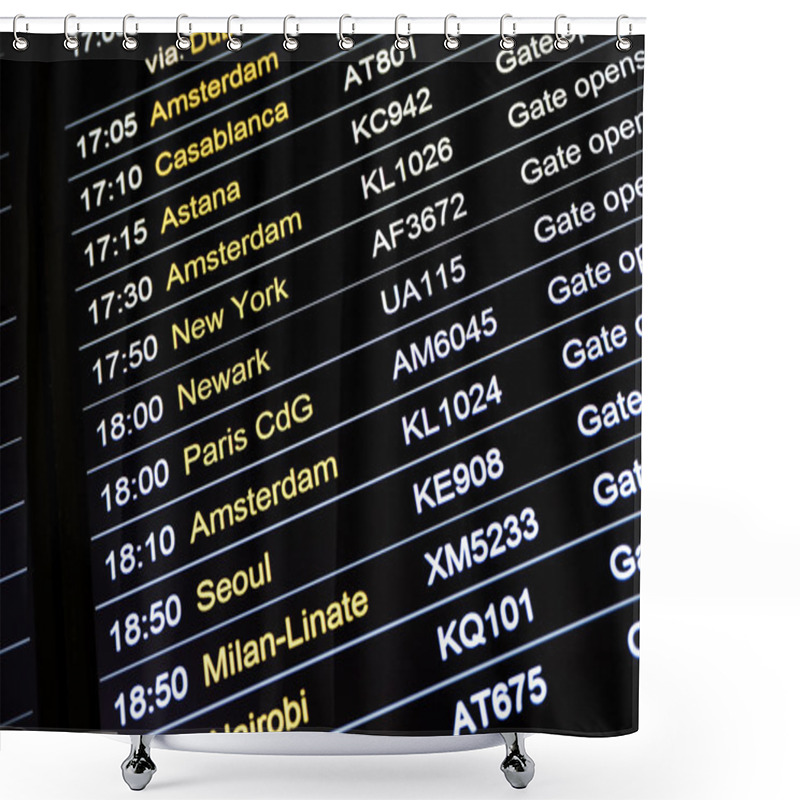 Personality  Departures Flight Information Schedule In International Airport Shower Curtains