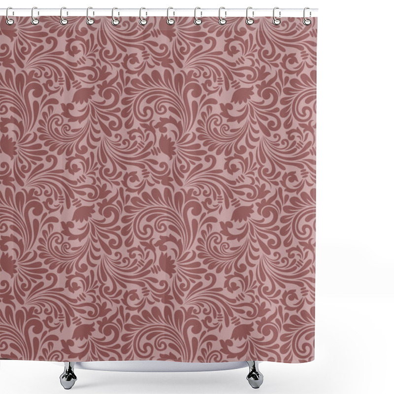 Personality  A Seamless Pattern With Curving Floral Elements In Dark Purple Tones Shower Curtains