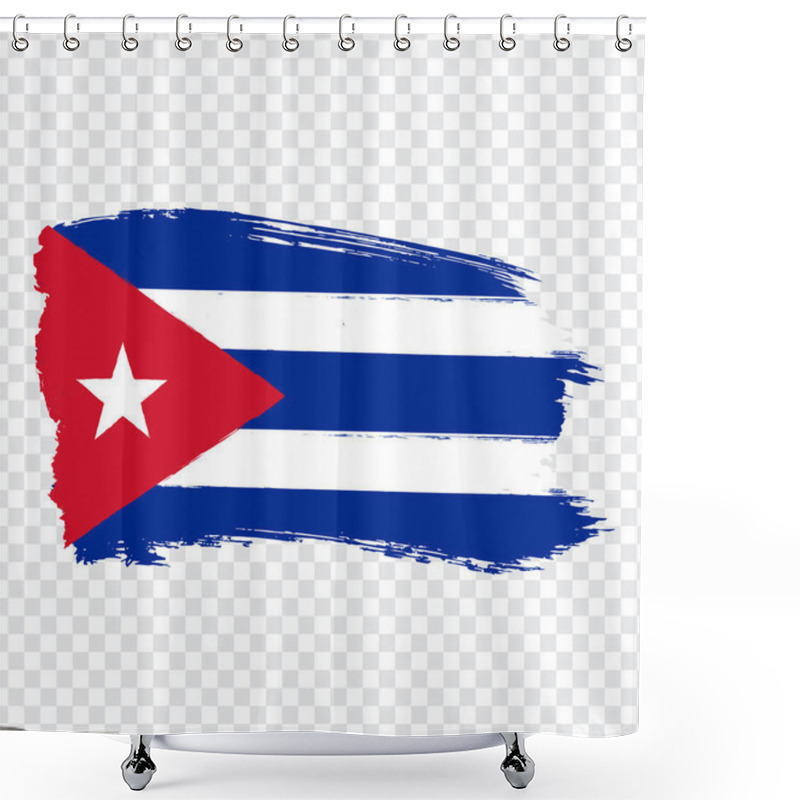 Personality  Flag Of Cuba From Brush Strokes. Flag Republic Of Cuba On Transparent Background For Your Web Site Design, Logo, App, UI. Stock Vector.  EPS10. Shower Curtains