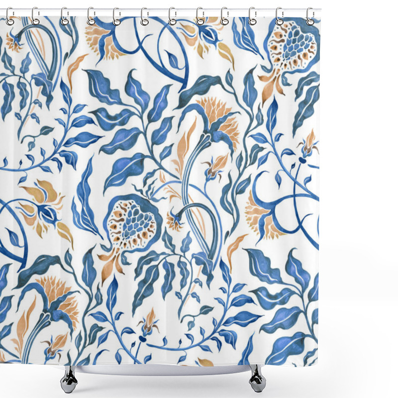 Personality  Hand Drawn Seamless Pattern Of Abstract Flowers Shower Curtains